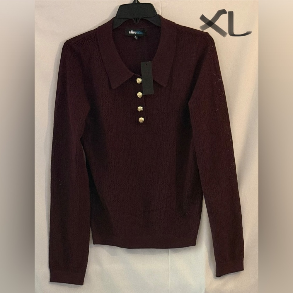 Alice Blue Women's Burgundy Button Down Shirt